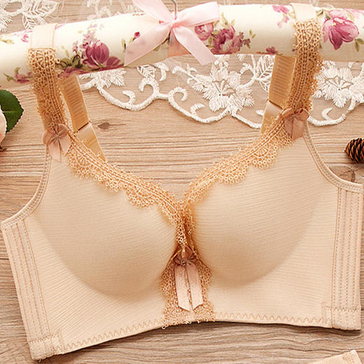 拉丝无钢圈无痕调整型文胸舒适聚拢侧收副乳胸罩性感蕾丝女士内衣. 商品图5
