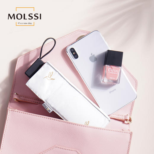 【20新品爆款现货 迷你扁形设计】  MOLSSI小方伞 超轻 口袋迷你 仅18cm 小方身型轻松入包携带 晴雨两用遮阳伞 商品图3