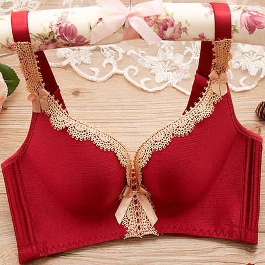 拉丝无钢圈无痕调整型文胸舒适聚拢侧收副乳胸罩性感蕾丝女士内衣. 商品图1