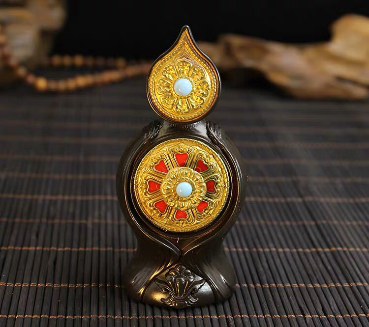 藏传佛教品铜制复古密宗法器八供朵玛酥油花食莲花摆件