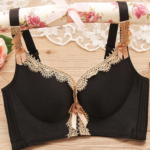 拉丝无钢圈无痕调整型文胸舒适聚拢侧收副乳胸罩性感蕾丝女士内衣. 商品图4