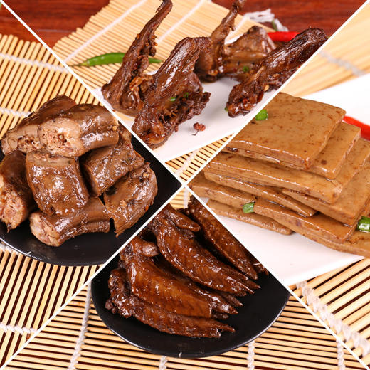【锁鲜装包顺丰】豆干285g*1+麻辣鸭锁骨200g*2+鸭脖156g*1+鸡翅尖156g*1 商品图3