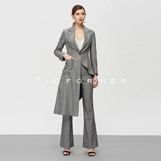 19SSDU133灰色人字纹不规则西装两件套 商品图1