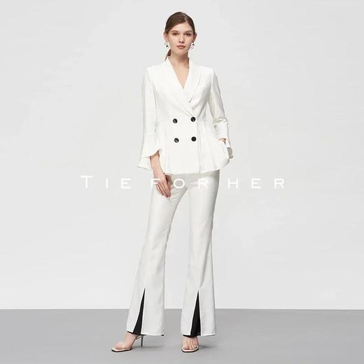 19SSDU56 梨花白荷叶边西装两件套 商品图0