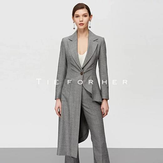 19SSDU133灰色人字纹不规则西装两件套 商品图2