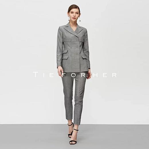 19SSDU142灰色人字纹假两件西装两件套 商品图1