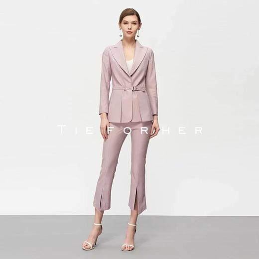 19SSDU115 丁香紫抽绳双层拼接西装两件套 商品图1