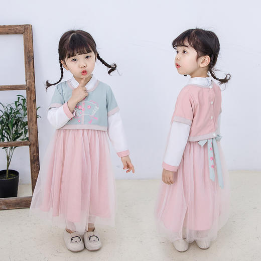 【童装】春季新款童装 女童民族风绣花汉服襦裙两件套中小童复古套装 商品图3