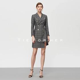 19SSDU113 格纹黑不规则格纹西装外套