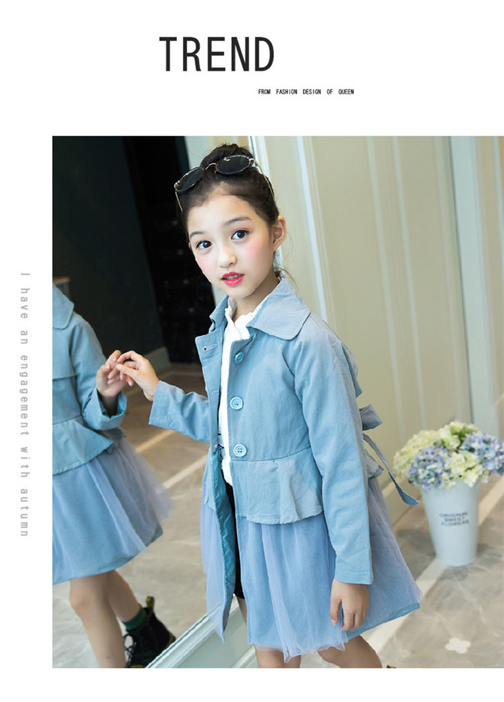 童装女童风衣春装新款儿童韩版中长款小女孩洋气外套时尚公主外衣