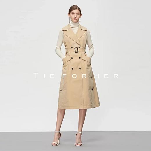 19SSDU135杏仁色马甲风衣 商品图0