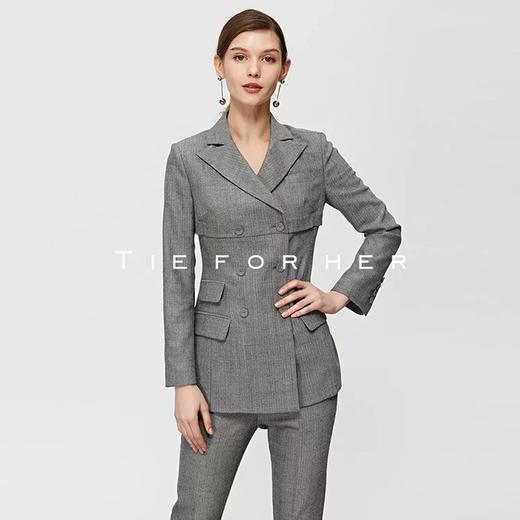 19SSDU142灰色人字纹假两件西装两件套 商品图2