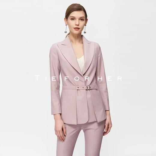 19SSDU115 丁香紫抽绳双层拼接西装两件套 商品图2