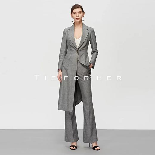 19SSDU133灰色人字纹不规则西装两件套 商品图0
