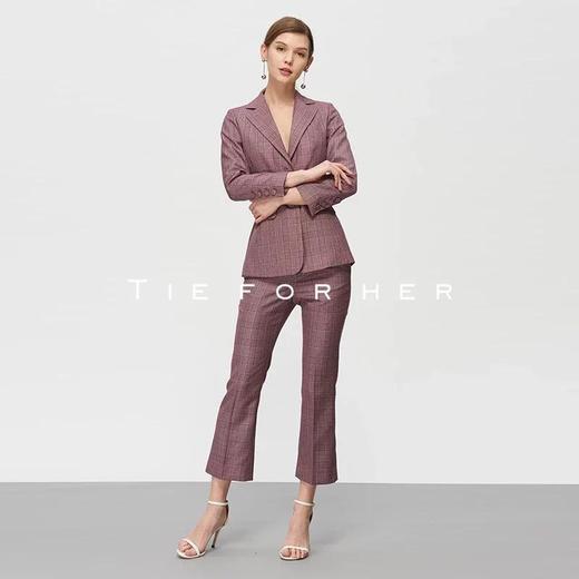 19SSDU111 葡萄紫格纹腰带西装两件套 商品图0
