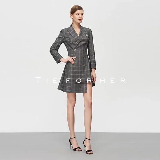 19SSDU113 格纹黑不规则格纹西装外套 商品图1