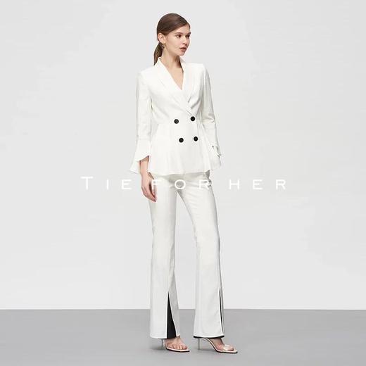 19SSDU56 梨花白荷叶边西装两件套 商品图1