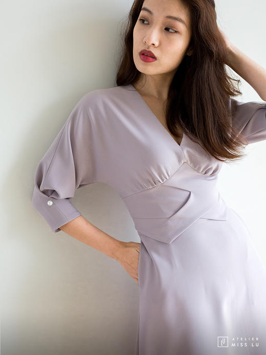 AtelierMissLu / Kassie-香芋紫腰部设计连身裙 商品图2