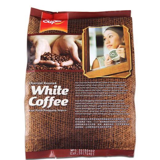 【食品酒水】SUPER炭烧经典三合一白咖啡 原味速溶白咖啡 600g 商品图1