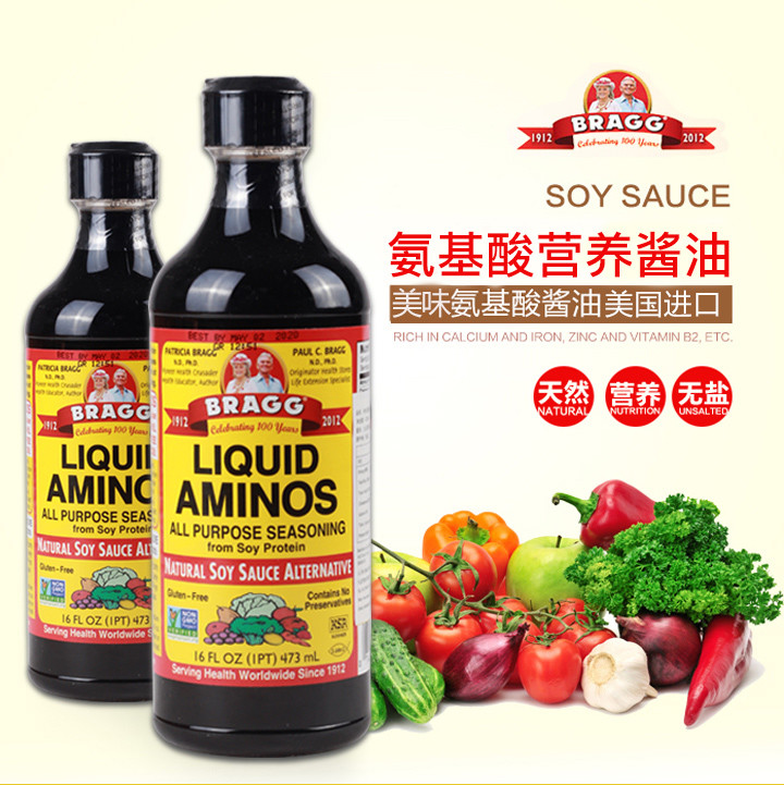 美国氨基酸营养酱油manna473ml全天然无防腐剂非转基因认证精选