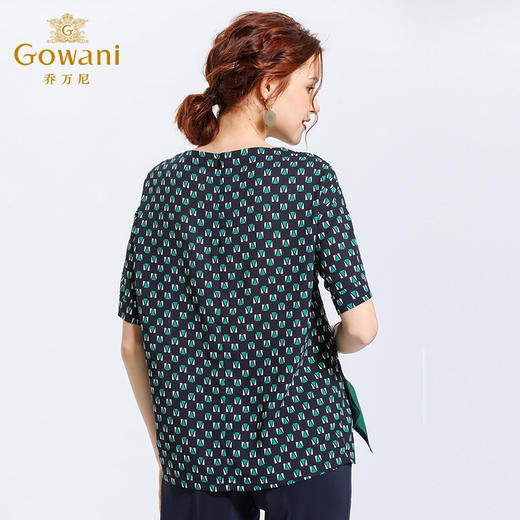 乔万尼春夏季时尚气质宽松直筒短袖波点衬衫上衣EN1C938 商品图2