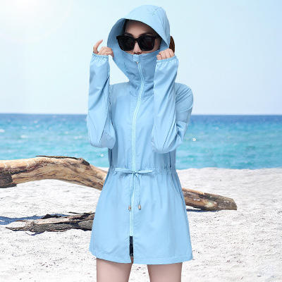 YH-739中长款防晒衣宽松沙滩服长袖薄款外套 商品图4