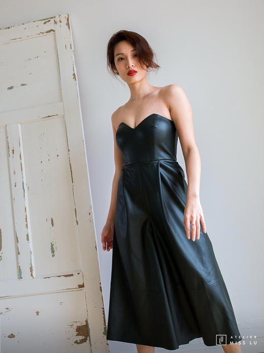 AtelierMissLu / Kelcey-墨绿仿皮抹胸连体阔腿裤 商品图7