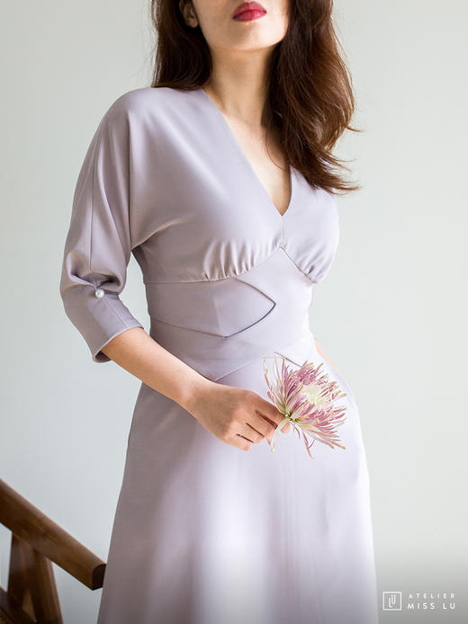 AtelierMissLu / Kassie-香芋紫腰部设计连身裙 商品图6