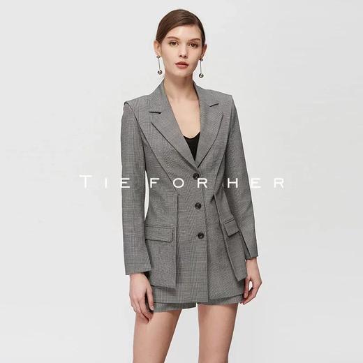 19SSDU156 布鲁灰格纹假两层西装两件套 商品图1