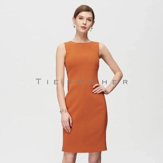 19SSDU146 姜黄橘多线分割无袖连衣裙 商品图1