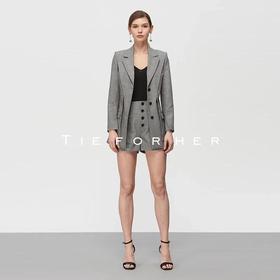 19SSDU156 布鲁灰格纹假两层西装两件套