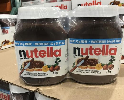 超值2瓶装加拿大nutella（费列罗）榛子果巧克力酱（2瓶*1kg） 温哥华直邮 商品图0