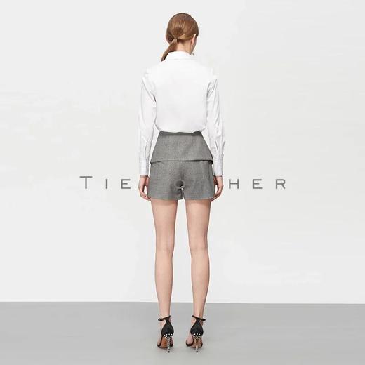 19SSDU158 皓白色拼接布鲁灰格纹衬衣 商品图1