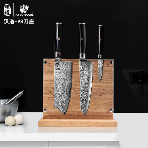 汉道-【V8刀座】橡胶木刀座常用厨房刀座方便收纳易清洗 商品图7
