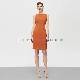 19SSDU146 姜黄橘多线分割无袖连衣裙