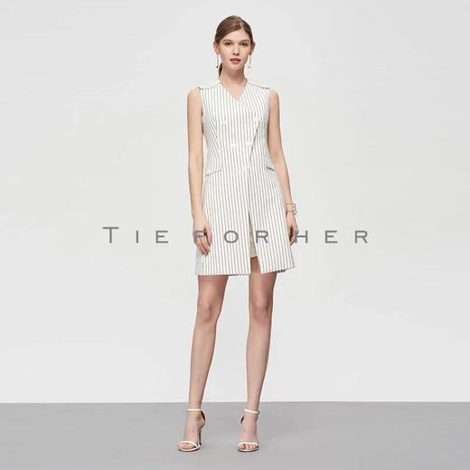 19SSDU134 玉白色条纹马甲裙 商品图0