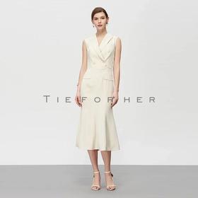 19SSDU119 奶白色鱼尾无袖连衣裙