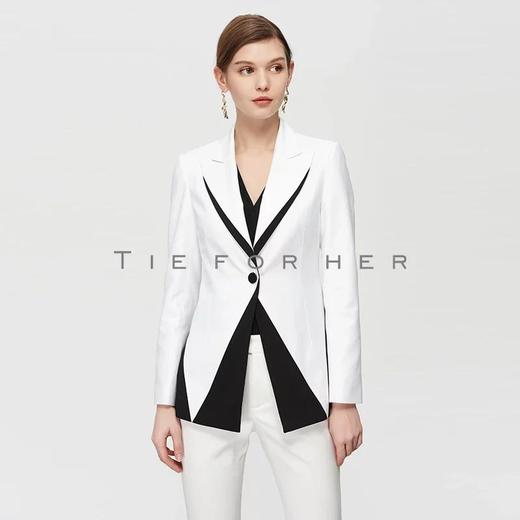 19SSDU160 本白撞色拼接西装两件套 商品图2