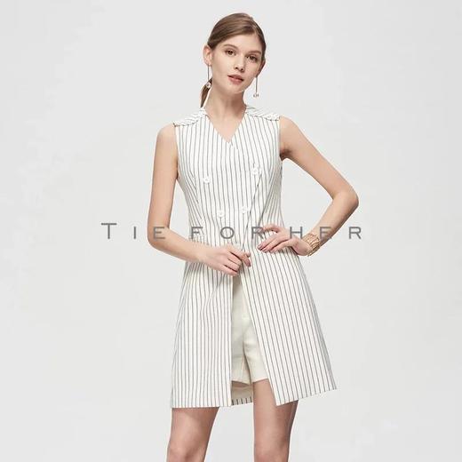 19SSDU134 玉白色条纹马甲裙 商品图1