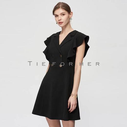 19SSDU80 炭黑色荷叶袖连衣裙 商品图2