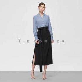 19SSDU67 亚麻蓝V领衬衫