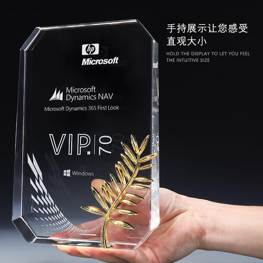 奖杯水晶定制奖牌制作授权牌金属树叶定做年会颁奖礼品刻字证书 商品图1