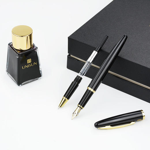 UNISUN商务礼盒装钢笔财务学生练字笔两款笔尖粗细赠原装墨水一瓶 商品图10