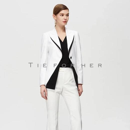 19SSDU160 本白撞色拼接西装两件套 商品图1