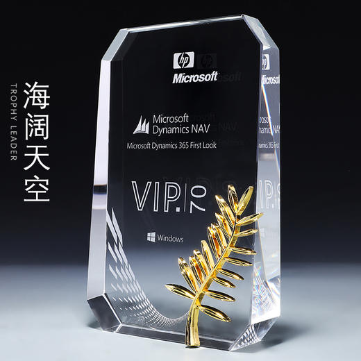 奖杯水晶定制奖牌制作授权牌金属树叶定做年会颁奖礼品刻字证书 商品图0