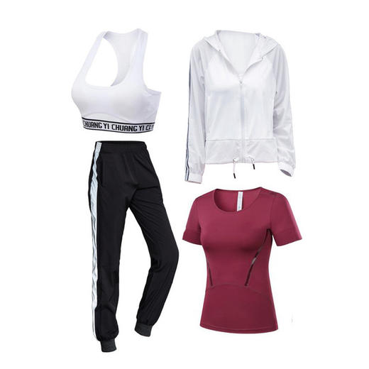 【套装女】品牌瑜伽服套装休闲健身套装女四件套运动跑步显瘦潮 商品图1