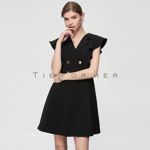 19SSDU80 炭黑色荷叶袖连衣裙 商品图3