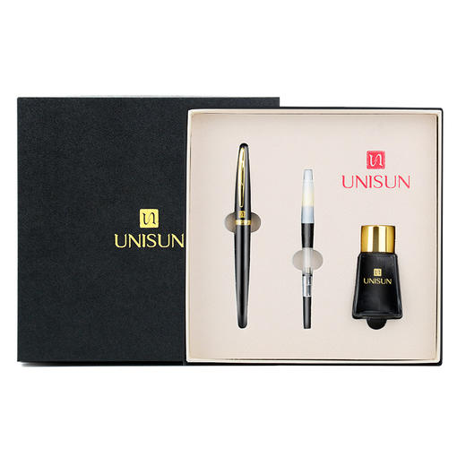 UNISUN商务礼盒装钢笔财务学生练字笔两款笔尖粗细赠原装墨水一瓶 商品图9