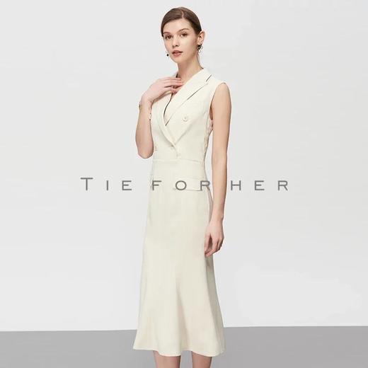 19SSDU119 奶白色鱼尾无袖连衣裙 商品图1