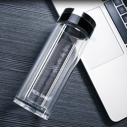 思宝官方旗舰店东方之珠双层玻璃杯随手直筒杯绿茶红茶商务水杯 商品图3